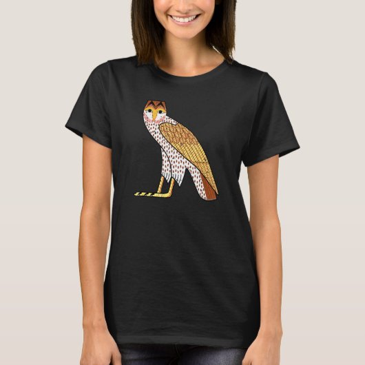 Oude Egyptische Uil Wijsheid Bescherming Hieroglyp T-shirt (Voorkant)
