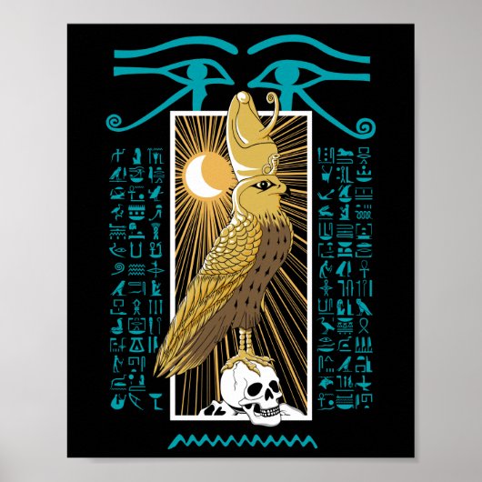 Oude Egyptische valk God Horus Poster (Voorkant)