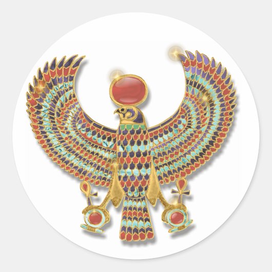 Oude Egyptische valkspeelster Ronde Sticker (Voorkant)