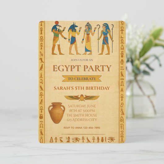 Oude Egyptische Verjaardag Mystique Uitnodiging (Staand voorkant)