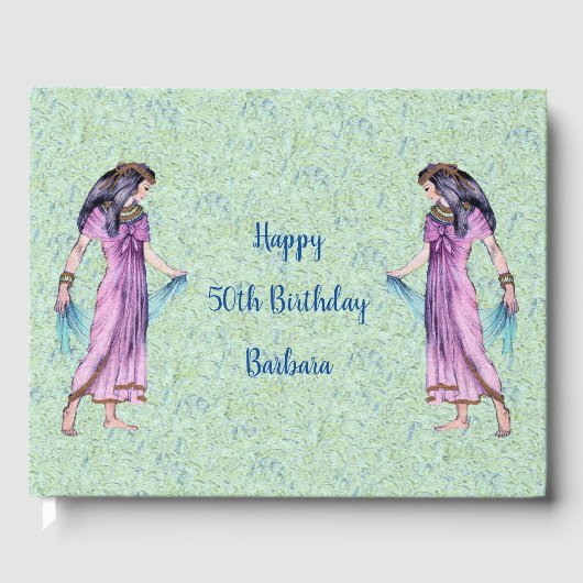  Oude Egyptische vrouw Birthday Green Blue Gastenboek (Voorkant)