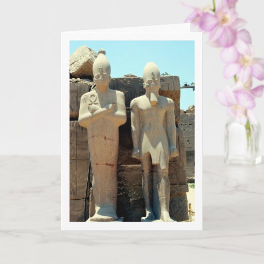 Oude Egyptische wachbeelstatuen, Luxor, Kaart (Orchidee)