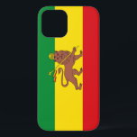 Oude Ehtiopische vlag iPhone 12 Hoesje<br><div class="desc">Historische vlag van Ethiopië; rode,  gouden en groene horizontale strepen met Lion van Judah met een kruin en speer in het midden; gebruikt van 1897 tot 1974</div>