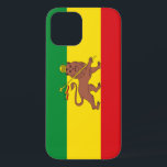 Oude Ehtiopische vlag iPhone 12 Hoesje<br><div class="desc">Historische vlag van Ethiopië; rode,  gouden en groene horizontale strepen met Lion van Judah met een kruin en speer in het midden; gebruikt van 1897 tot 1974</div>