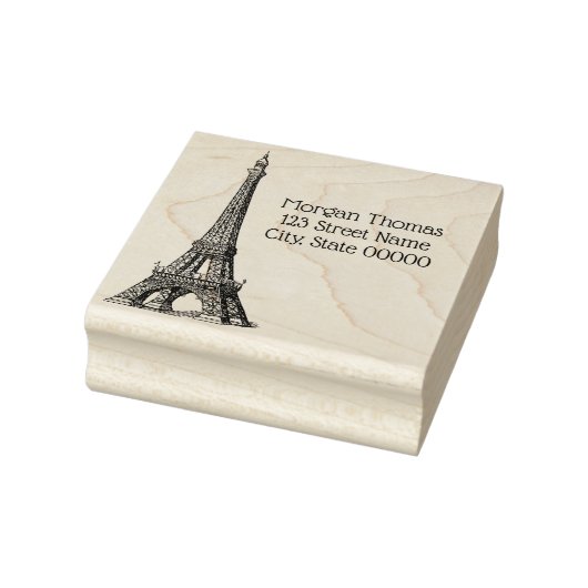 Oude Eiffeltoren #1 Tekening Naam Retouradres Rubberstempel (Stempel)