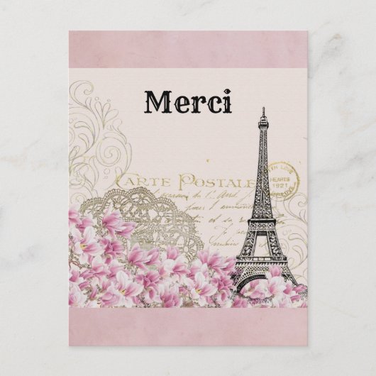 Oude Eiffeltoren Parijs Frankrijk Dank je Briefkaart (Voorkant)