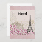 Oude Eiffeltoren Parijs Frankrijk Dank je wel Briefkaart (Voorkant / Achterkant)