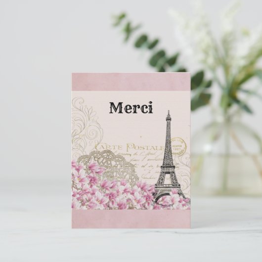 Oude Eiffeltoren Parijs Frankrijk Dank je wel Briefkaart (Staand voorkant)