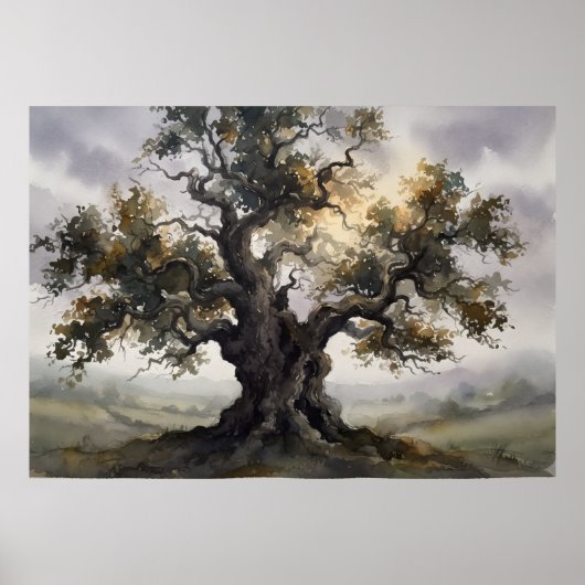 Oude Eik Beschermgeest Boom Poster (Voorkant)