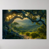 Oude eik bij zonsopgang poster (Voorkant)