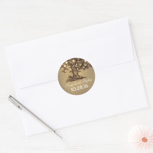 Oude eik boom bruiloft stickers (Envelop)