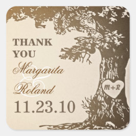 Oude eik boom dank u bruiloft stickers