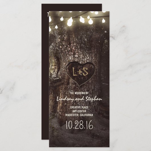 Oude eik boom rustieke bruiloft programma's (Voorkant / Achterkant)