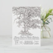  oude eik boom rustieke bruiloft uitnodigingen (Staand voorkant)