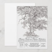  oude eik boom rustieke bruiloft uitnodigingen (Voorkant / Achterkant)