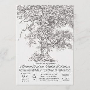  oude eik boom rustieke bruiloft uitnodigingen