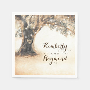 Oude eik boom rustieke vintage bruiloft servetten