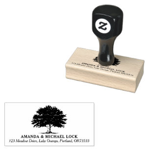 Oude eiken boom bruiloft retour adres rubberstempel