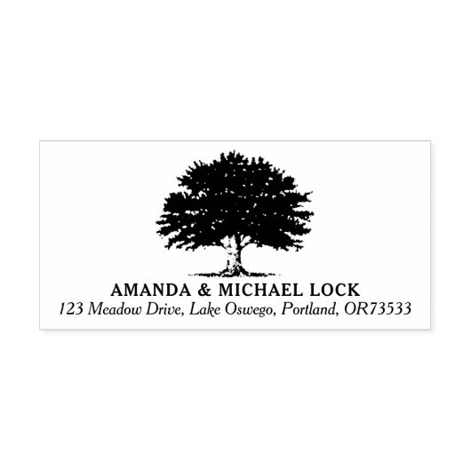 Oude eiken boom bruiloft retour adres rubberstempel (Afrduk)