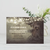 Oude eiken boom twinkle lichten repetitie diner kaart (Staand voorkant)