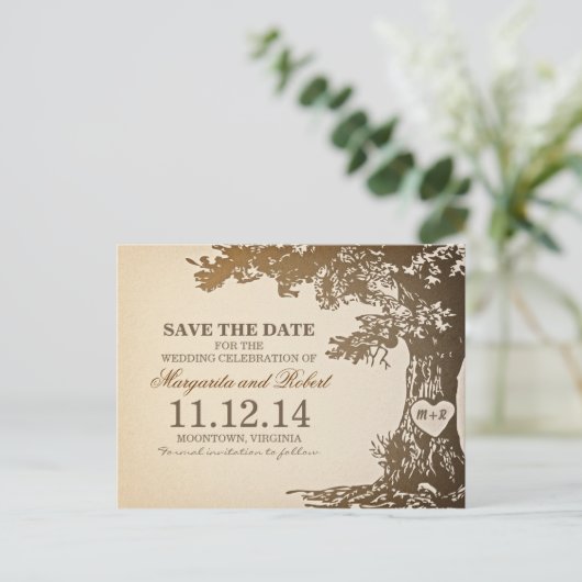 Oude eikenboom Bewaar de datum briefkaarten (Staand voorkant)