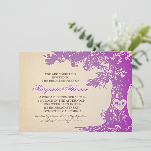  oude eikenboom bruidsdouche uitnodigingen (Staand voorkant)