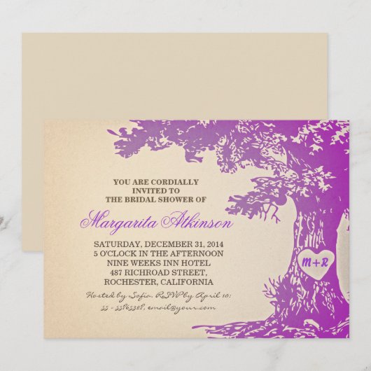  oude eikenboom bruidsdouche uitnodigingen (Voorkant / Achterkant)