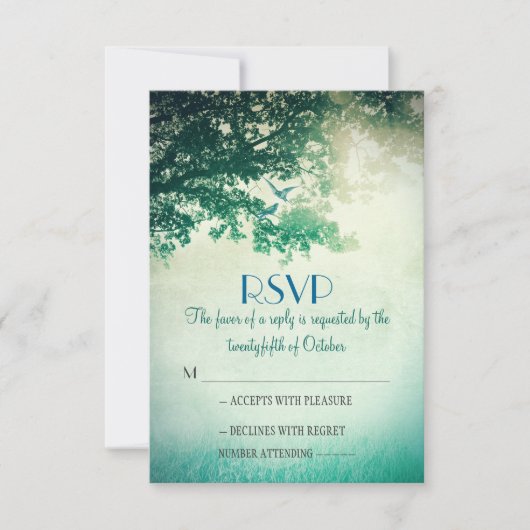  oude eikenboom bruiloft RSVP kaarten Kaartje (Voorkant)