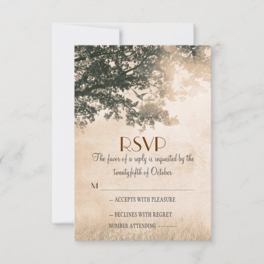 oude eikenboom bruiloft RSVP kaarten Kaartje (Voorkant)