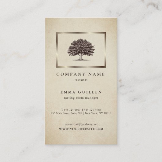  Oude eikenboom Elegant Visitekaartje (Voorkant)