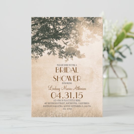  oude eikenboom & love birds vrijgezellenfeest kaart (Staand voorkant)