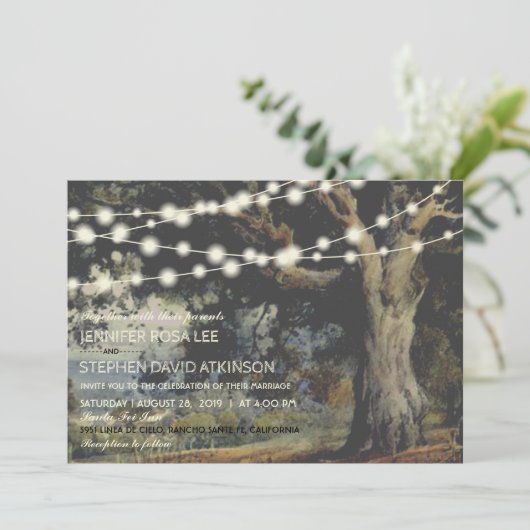 Oude eikenboom Rustic Country Wedding Kaart (Staand voorkant)