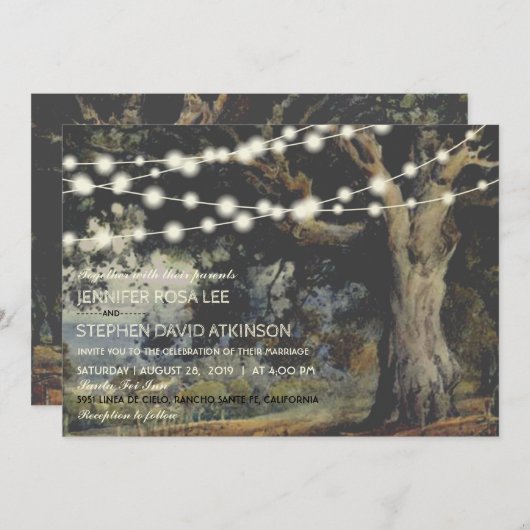 Oude eikenboom Rustic Country Wedding Kaart (Voorkant / Achterkant)