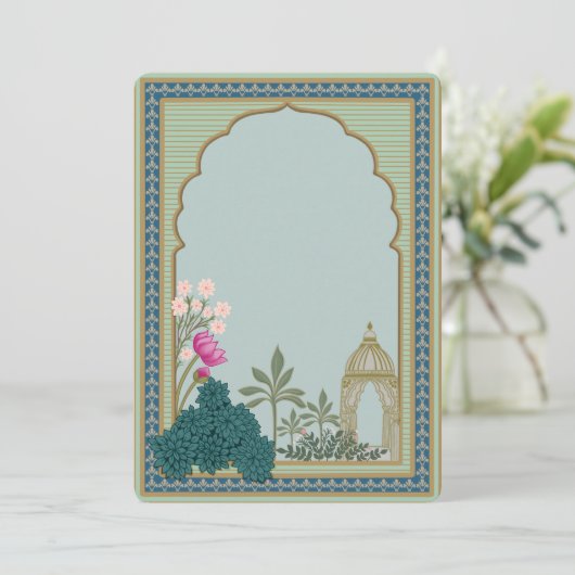 Oude Elegante Bloem Tuin Boog uitnodiging (Staand voorkant)