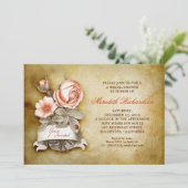 Oude elegante  bruidsdouche uitnodiging (Staand voorkant)