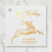 Oude Elegante Prettig Kerstmis Rendier Naam Bedankjes Labels (Voorkant)
