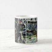 Oude elektricien werkzaam in sneeuwstorm koffiemok (Center)