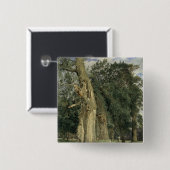 Oude elms in Prater, 1831 Vierkante Button 5,1 Cm (Voorkant /achterkant)