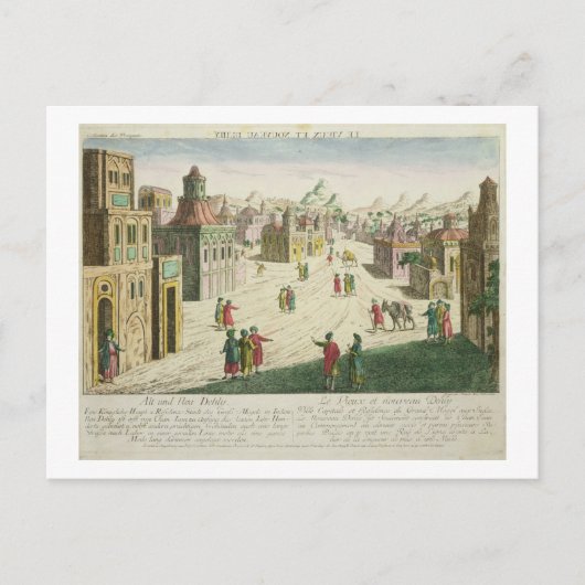 Oude en New Delhi (aquatint) Briefkaart (Voorkant)