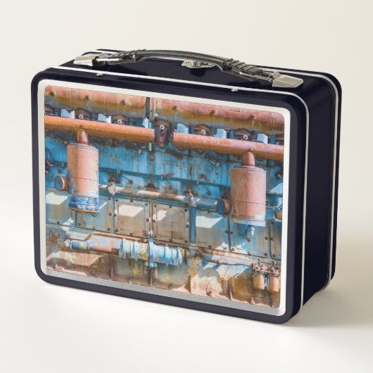 Oude en roestachtige atlas Imperial diesel engine  (Achterkant)