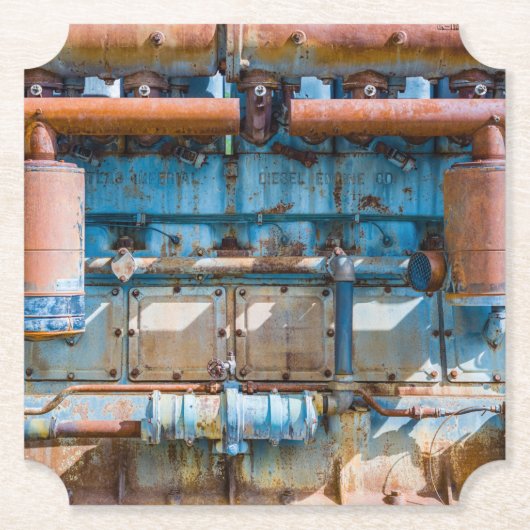 Oude en roestachtige atlas Imperial diesel engine  Kartonnen Onderzetters (Voorkant)