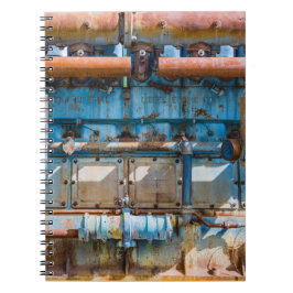 Oude en roestachtige atlas Imperial diesel engine Notitieboek