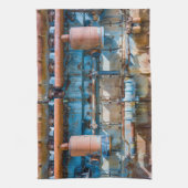 Oude en roestachtige atlas Imperial diesel engine  Theedoek (Verticaal)