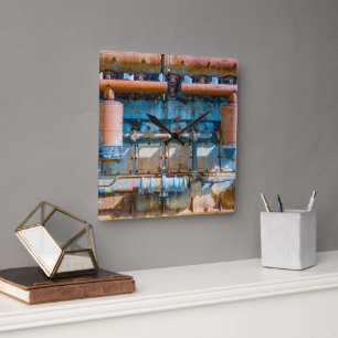 Oude en roestachtige atlas Imperial diesel engine  Vierkante Klok