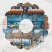 Oude en roestachtige atlas Imperial diesel engine Wijnglaslabel (Achterkant)