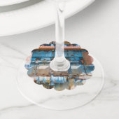 Oude en roestachtige atlas Imperial diesel engine Wijnglaslabel (Dichtbij)