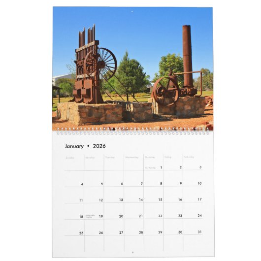 Oude en roestige kalender 2026 (Jan 2026)