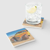 Oude en verlaten auto in Solitaire, Namibië Stenen Onderzetter (Zijkant)
