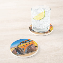 Oude en verlaten auto in Solitaire, Namibië Zandsteen Onderzetter