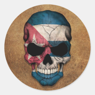 Oude en versleten Cubaanse vlag Ronde Sticker
